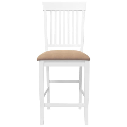 Sgabelli da Bar con Cuscini 2 pz Bianco Legno Massello di Hevea - homemem39