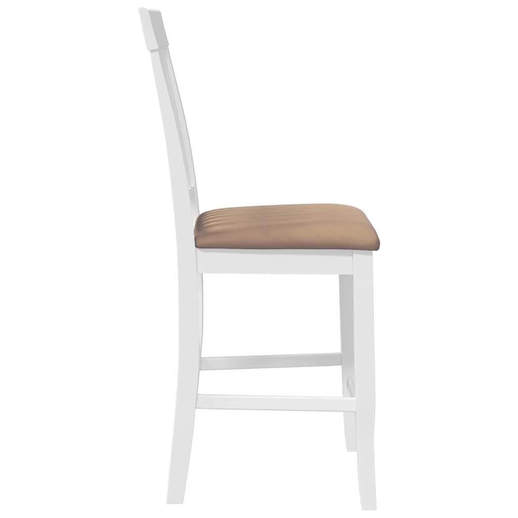 Sgabelli da Bar con Cuscini 2 pz Bianco Legno Massello di Hevea - homemem39