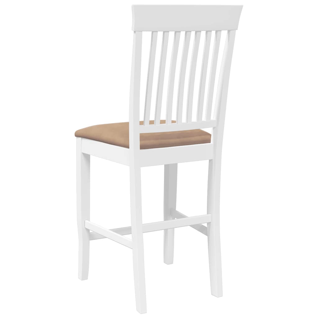 Sgabelli da Bar con Cuscini 2 pz Bianco Legno Massello di Hevea - homemem39
