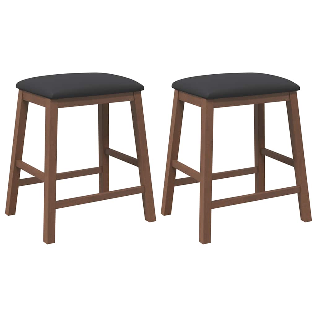 Sedie da Bar con Cuscini 2pz Marrone Legno Massello di Hevea | homemem39