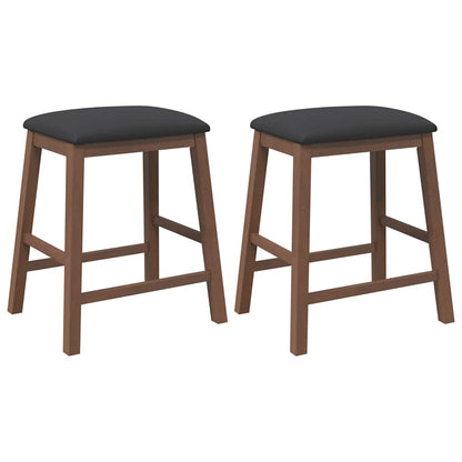 Sedie da Bar con Cuscini 2pz Marrone Legno Massello di Hevea | homemem39