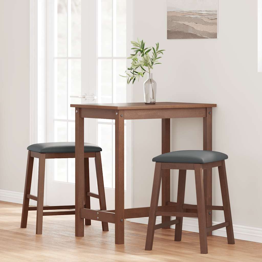 Sedie da Bar con Cuscini 2pz Marrone Legno Massello di Hevea | homemem39