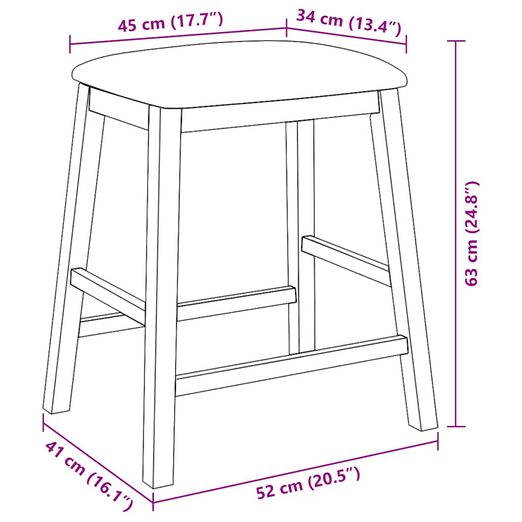 Sedie da Bar con Cuscini 2pz Marrone Legno Massello di Hevea | homemem39