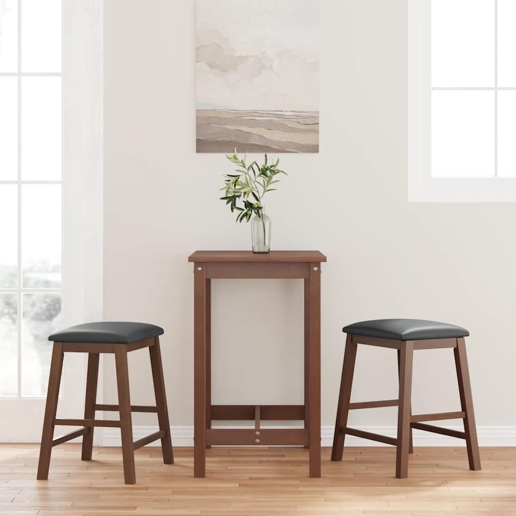 Sedie da Bar con Cuscini 2pz Marrone Legno Massello di Hevea | homemem39
