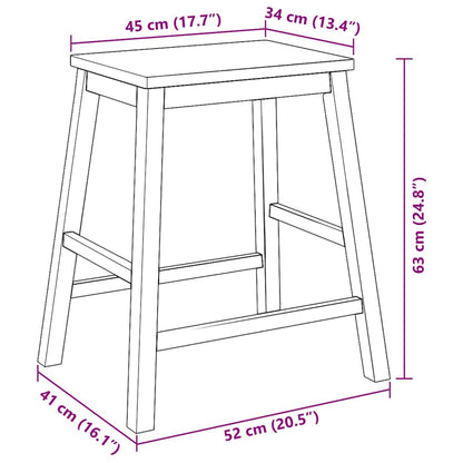 Sedie da Bar 2 pz in Legno Massello di Hevea | homemem39