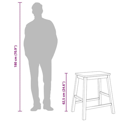 Sedie da Bar 2 pz in Legno Massello di Hevea - homemem39