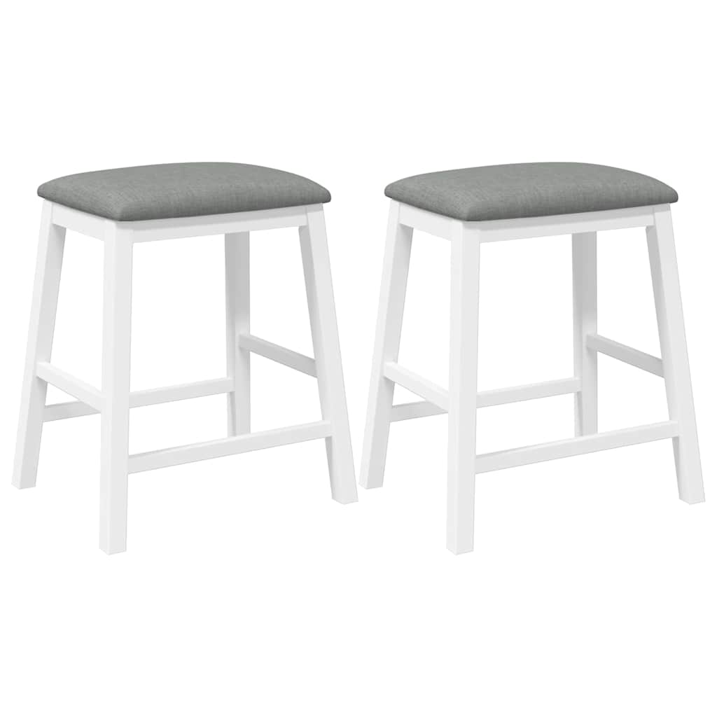 Sedie da Bar con Cuscini 2 pz Bianco Legno Massello di Hevea | homemem39