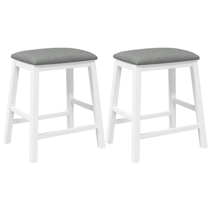 Sedie da Bar con Cuscini 2 pz Bianco Legno Massello di Hevea | homemem39