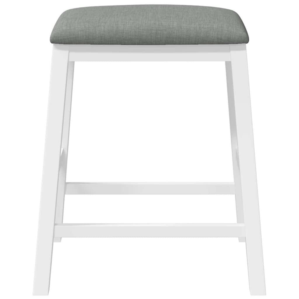 Sedie da Bar con Cuscini 2 pz Bianco Legno Massello di Hevea | homemem39