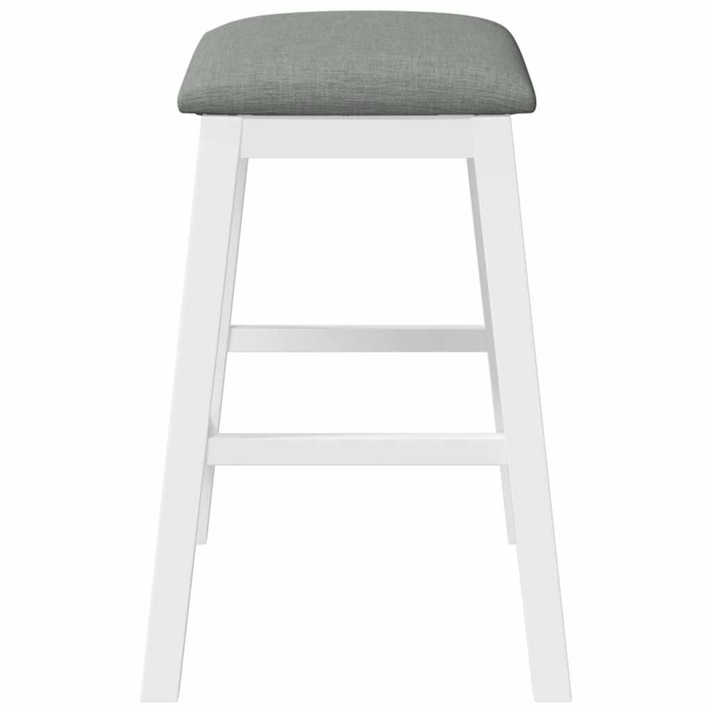 Sedie da Bar con Cuscini 2 pz Bianco Legno Massello di Hevea | homemem39