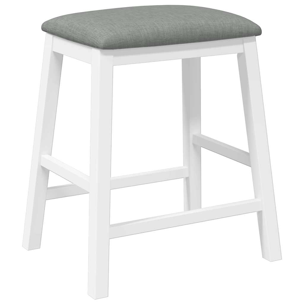 Sedie da Bar con Cuscini 2 pz Bianco Legno Massello di Hevea | homemem39