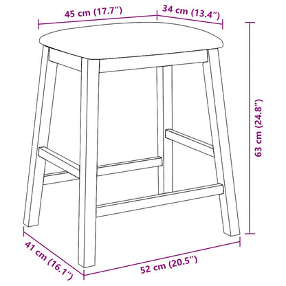 Sedie da Bar con Cuscini 2 pz Bianco Legno Massello di Hevea | homemem39