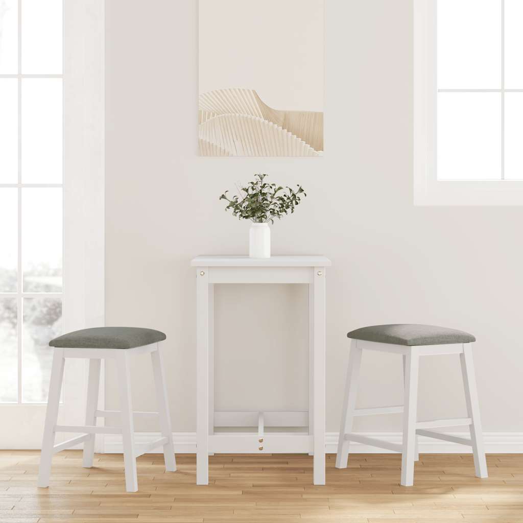 Sedie da Bar con Cuscini 2 pz Bianco Legno Massello di Hevea | homemem39
