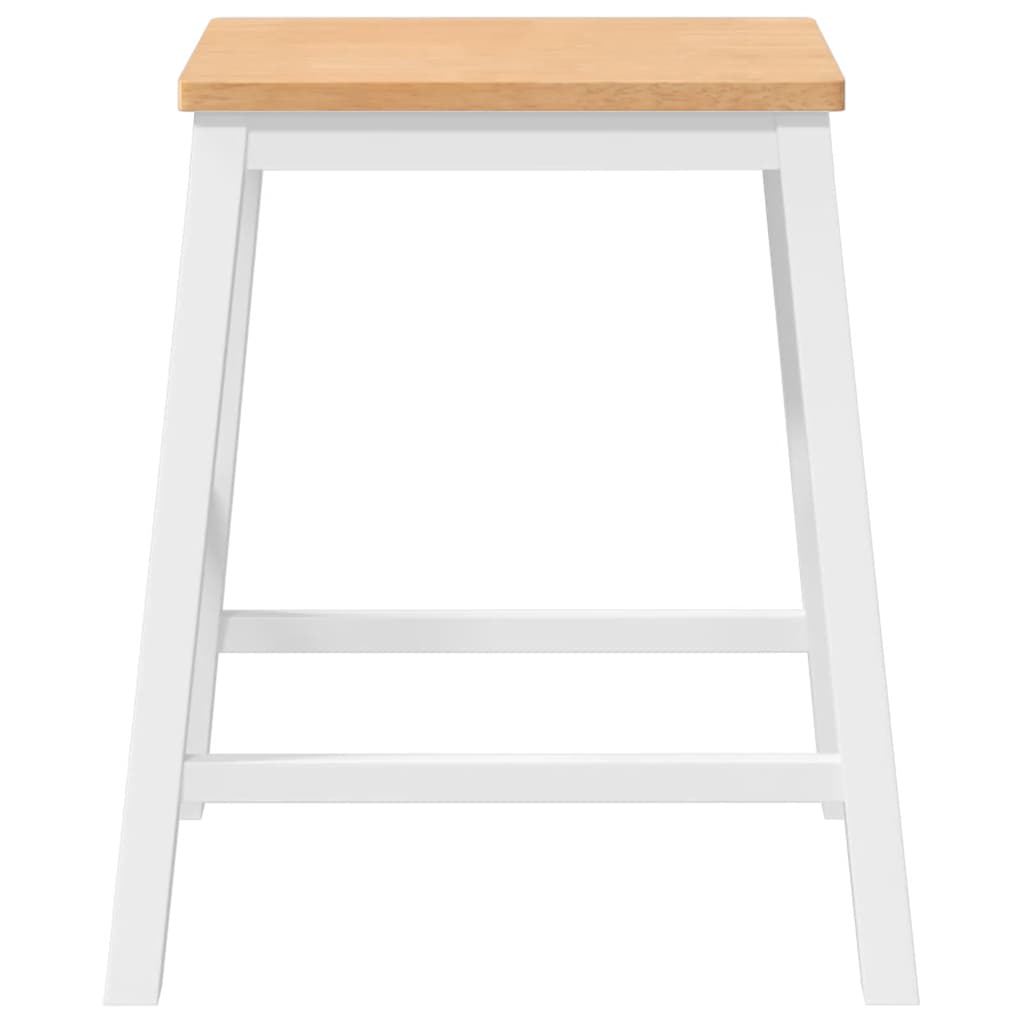 Sedie da Bar 2 pz Bianchi in Legno Massello di Hevea | homemem39