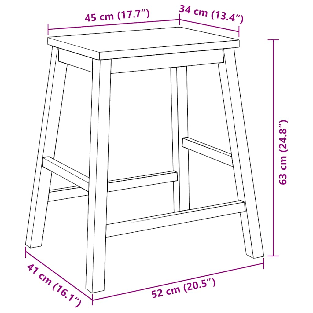 Sedie da Bar 2 pz Bianchi in Legno Massello di Hevea - homemem39