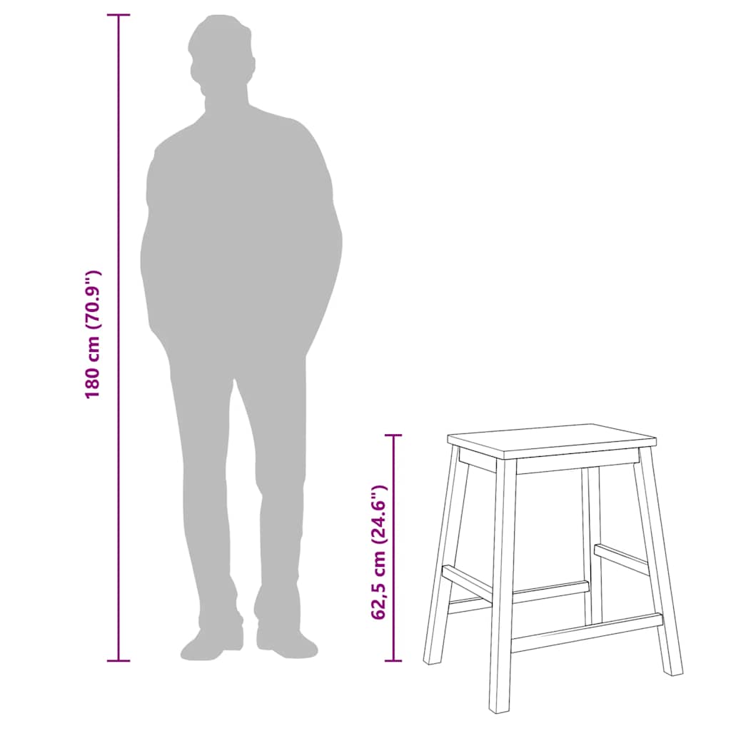 Sedie da Bar 2 pz Bianchi in Legno Massello di Hevea - homemem39