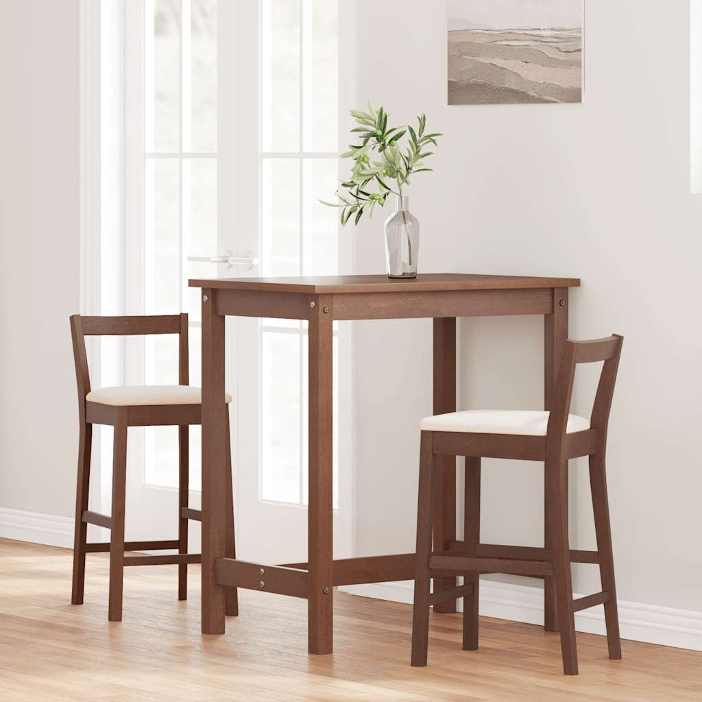 Sgabelli da Bar con Cuscini 2pz Marrone Legno Massello di Hevea - homemem39