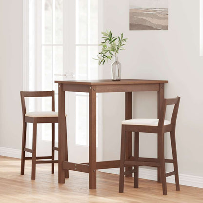 Sgabelli da Bar con Cuscini 2pz Marrone Legno Massello di Hevea - homemem39