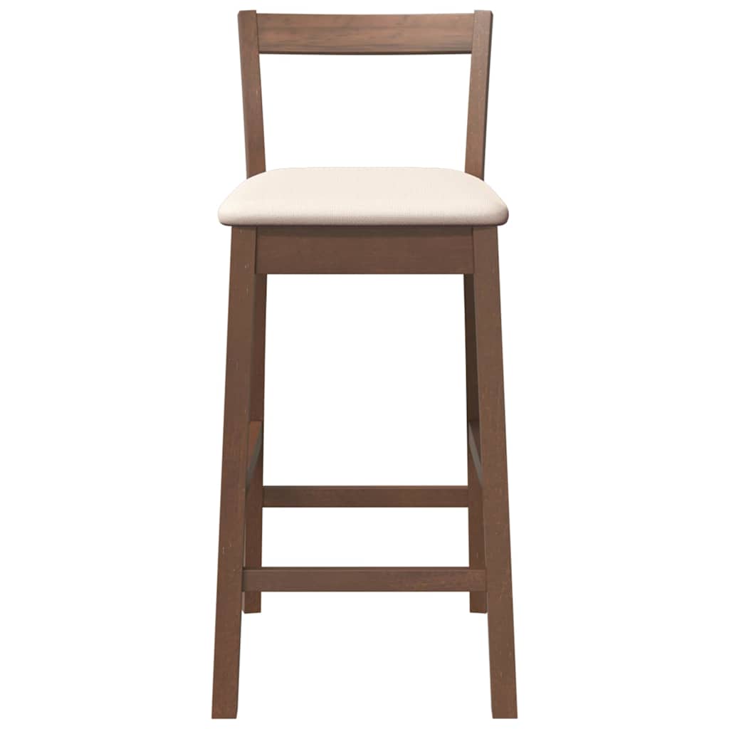 Sgabelli da Bar con Cuscini 2pz Marrone Legno Massello di Hevea - homemem39