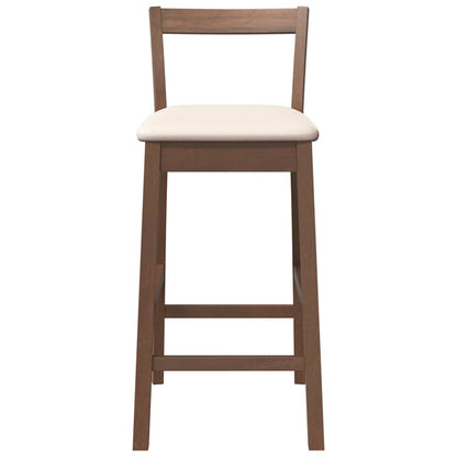 Sgabelli da Bar con Cuscini 2pz Marrone Legno Massello di Hevea - homemem39