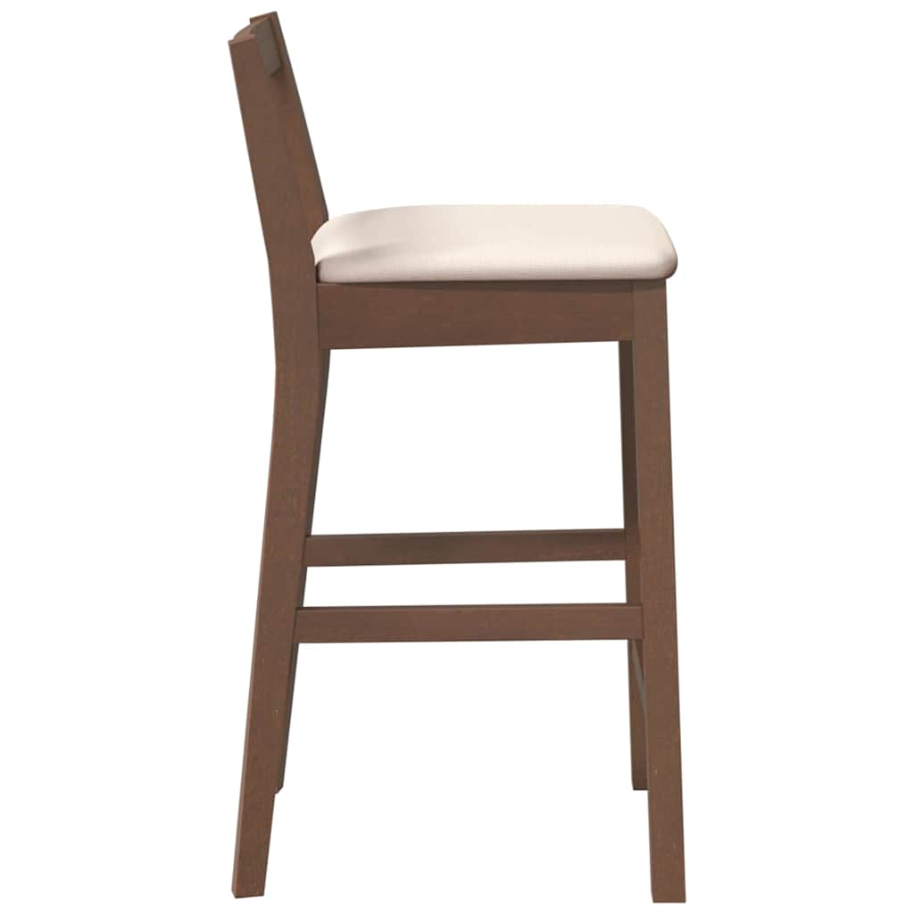 Sgabelli da Bar con Cuscini 2pz Marrone Legno Massello di Hevea - homemem39