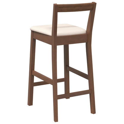 Sgabelli da Bar con Cuscini 2pz Marrone Legno Massello di Hevea - homemem39