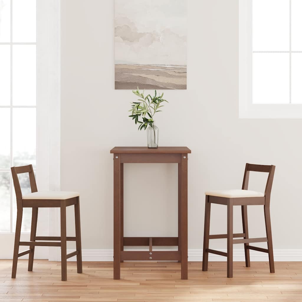 Sgabelli da Bar con Cuscini 2pz Marrone Legno Massello di Hevea - homemem39