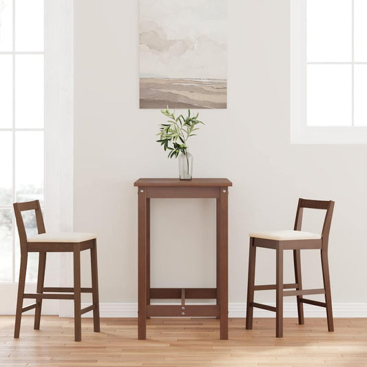 Sgabelli da Bar con Cuscini 2pz Marrone Legno Massello di Hevea - homemem39