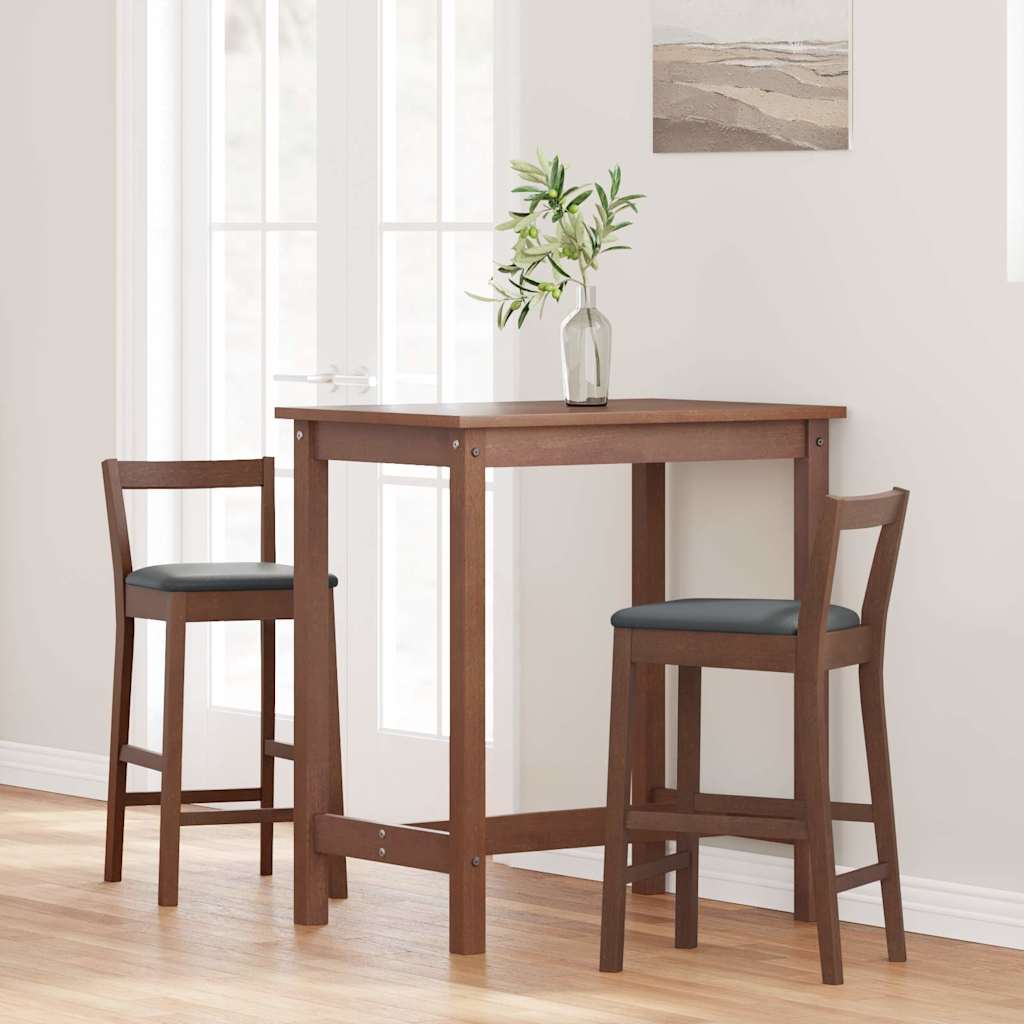 Sgabelli da Bar con Cuscini 2pz Marrone Legno Massello di Hevea - homemem39