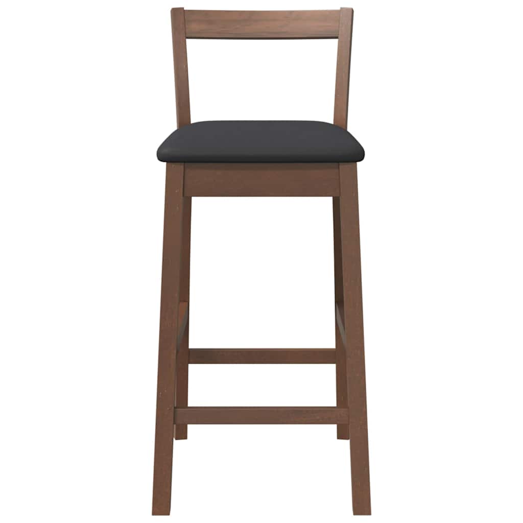 Sgabelli da Bar con Cuscini 2pz Marrone Legno Massello di Hevea - homemem39
