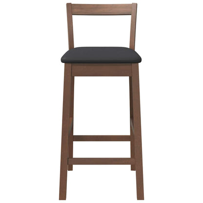Sgabelli da Bar con Cuscini 2pz Marrone Legno Massello di Hevea - homemem39