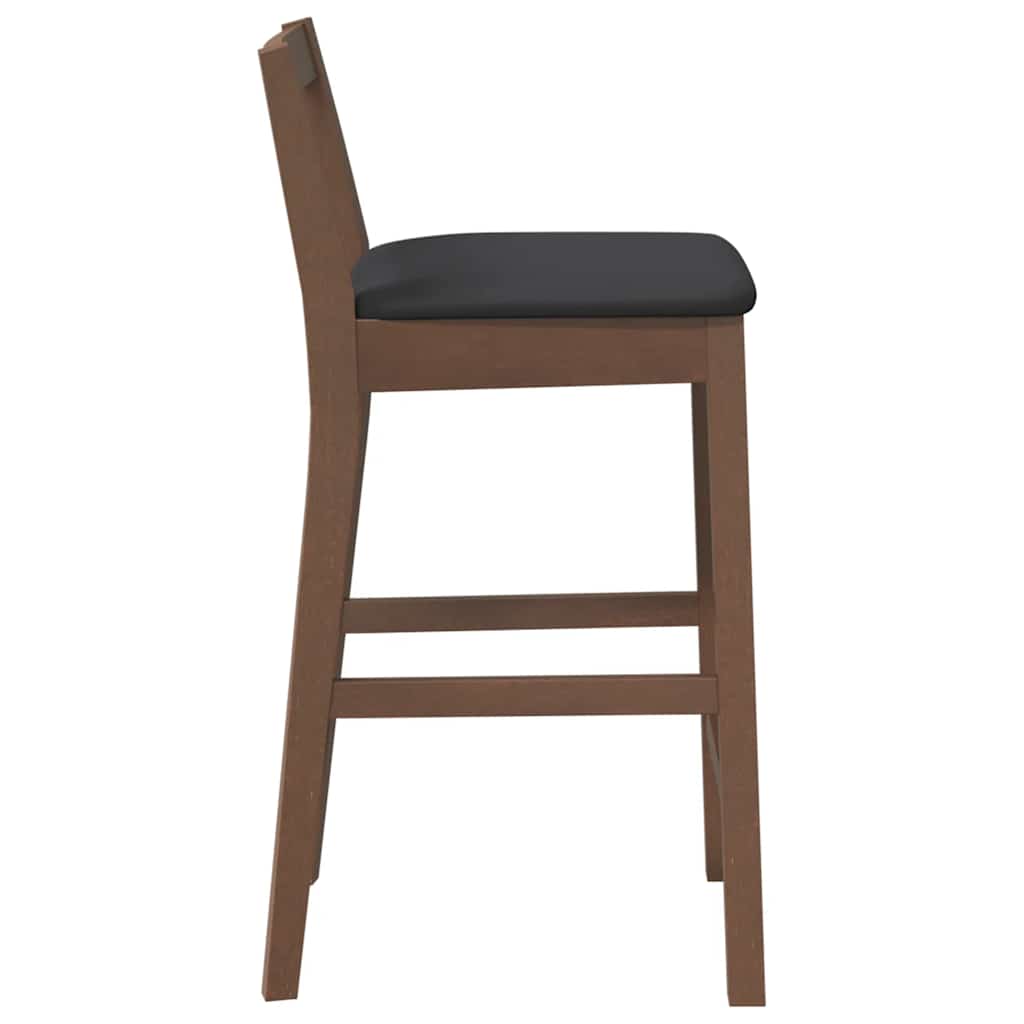 Sgabelli da Bar con Cuscini 2pz Marrone Legno Massello di Hevea - homemem39