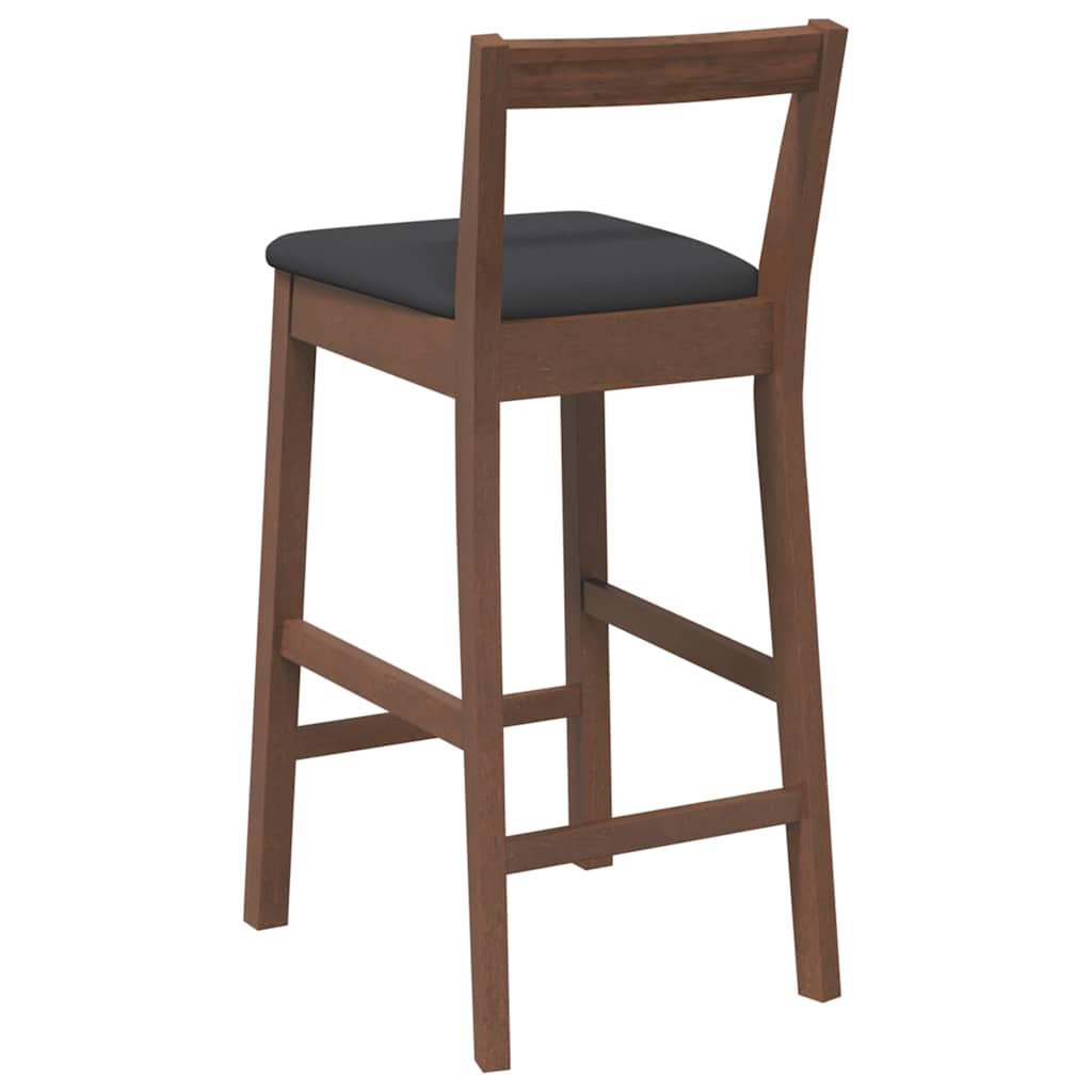Sgabelli da Bar con Cuscini 2pz Marrone Legno Massello di Hevea - homemem39