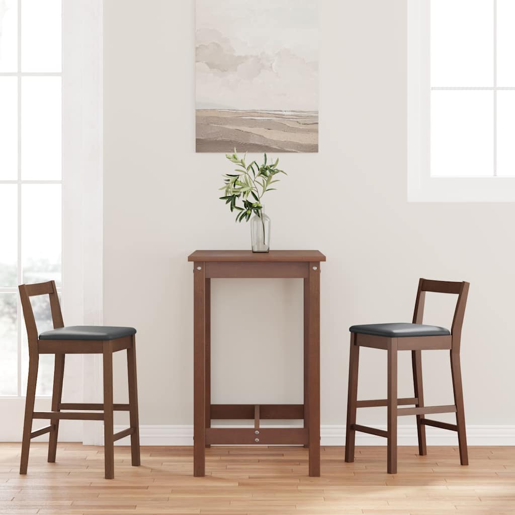 Sgabelli da Bar con Cuscini 2pz Marrone Legno Massello di Hevea - homemem39
