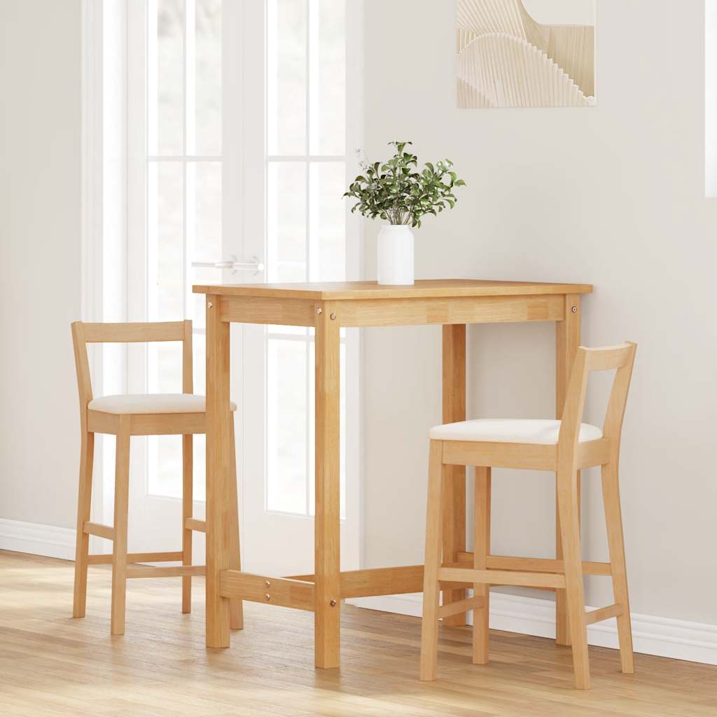 Sgabelli da Bar con Cuscini 2pz Naturale Legno Massello Hevea | homemem39