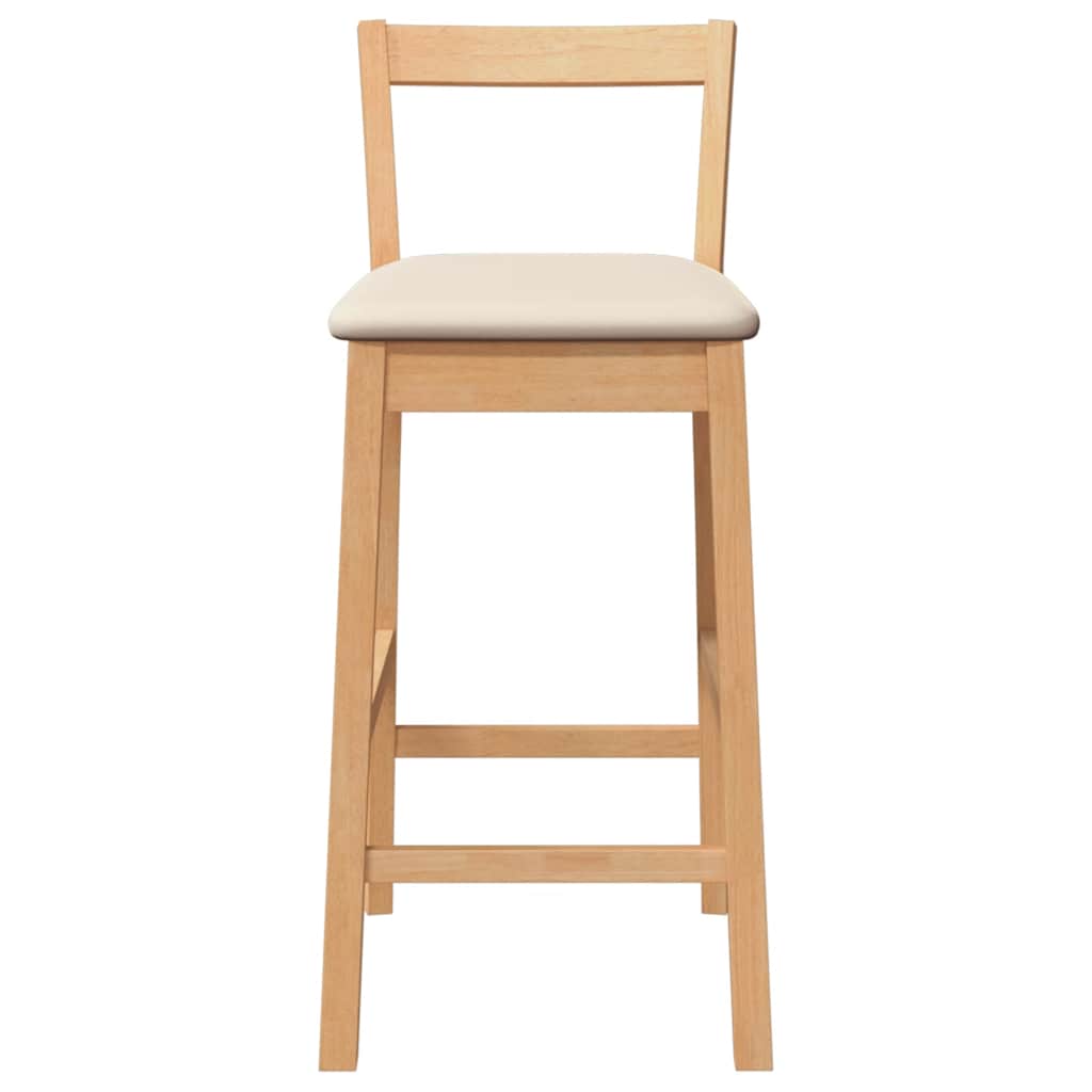 Sgabelli da Bar con Cuscini 2pz Naturale Legno Massello Hevea | homemem39