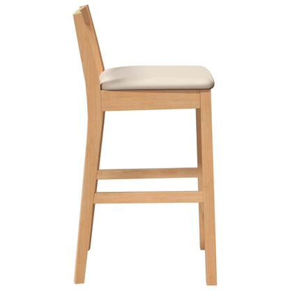 Sgabelli da Bar con Cuscini 2pz Naturale Legno Massello Hevea | homemem39