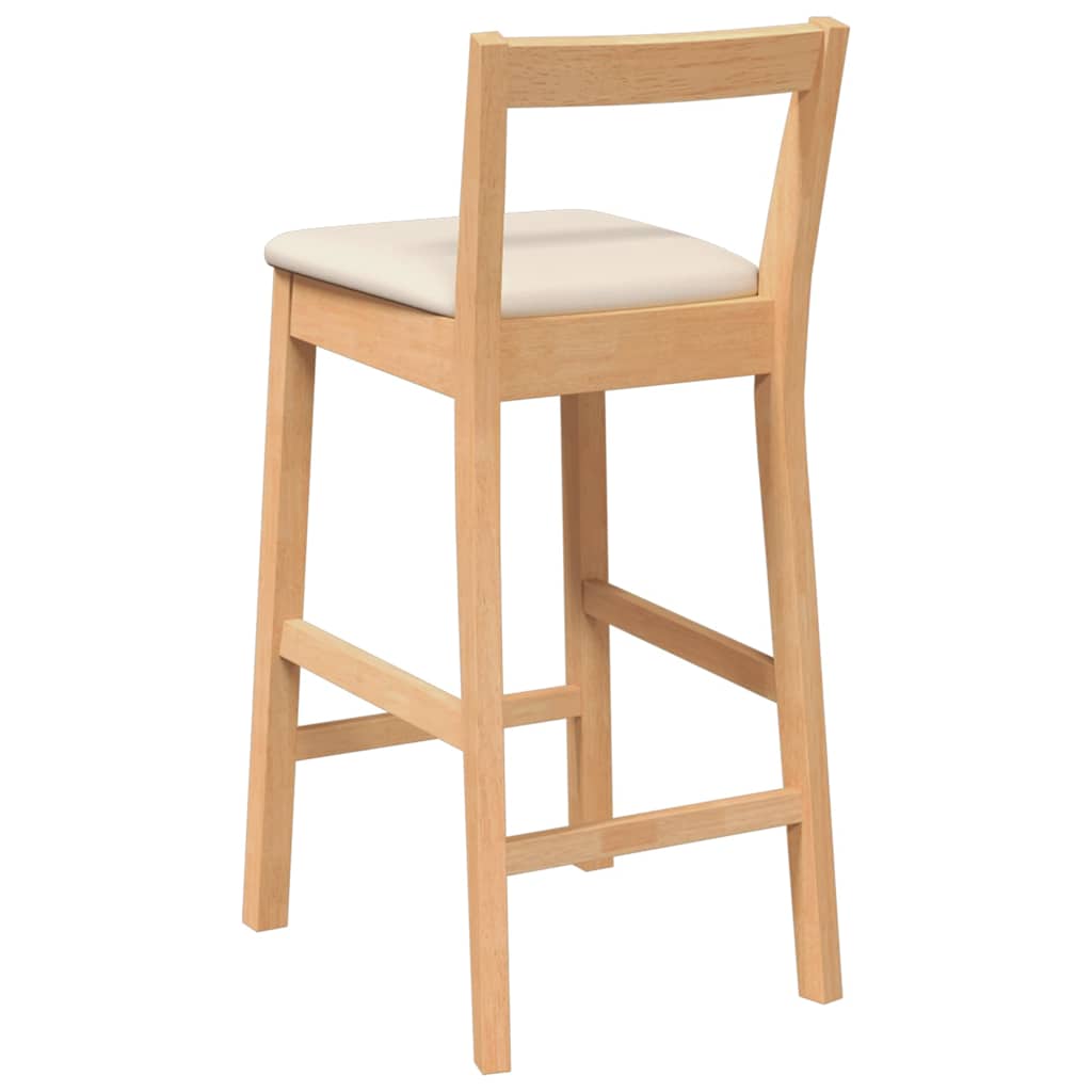 Sgabelli da Bar con Cuscini 2pz Naturale Legno Massello Hevea - homemem39