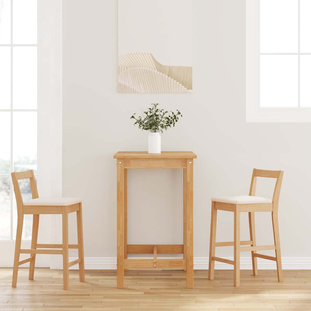 Sgabelli da Bar con Cuscini 2pz Naturale Legno Massello Hevea - homemem39