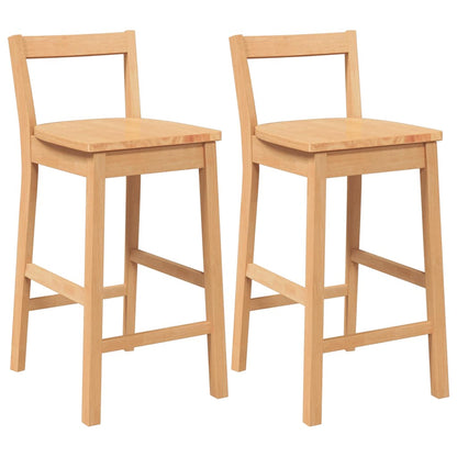 Sgabelli da Bar 2 pz Naturale Legno Massello di Hevea - homemem39