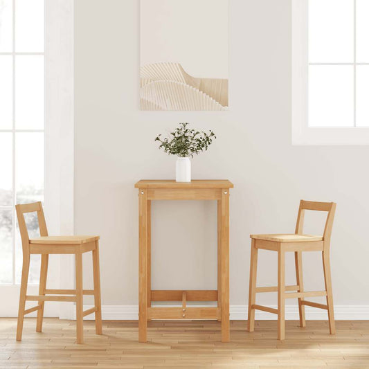 Sgabelli da Bar 2 pz Naturale Legno Massello di Hevea - homemem39