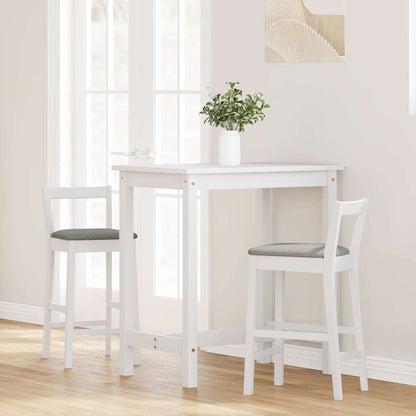 Sgabelli da Bar con Cuscini 2 pz Bianco Legno Massello di Hevea - homemem39