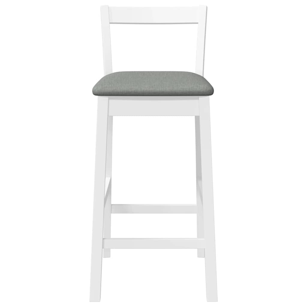 Sgabelli da Bar con Cuscini 2 pz Bianco Legno Massello di Hevea - homemem39
