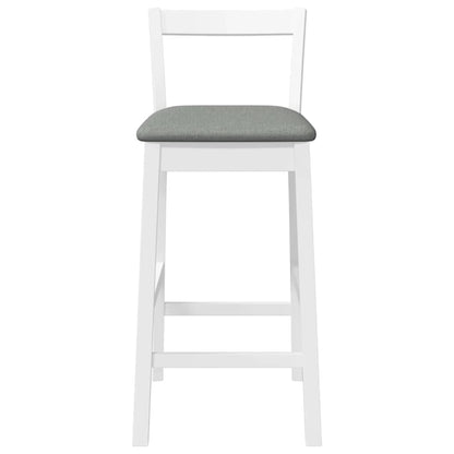 Sgabelli da Bar con Cuscini 2 pz Bianco Legno Massello di Hevea - homemem39