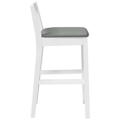 Sgabelli da Bar con Cuscini 2 pz Bianco Legno Massello di Hevea - homemem39
