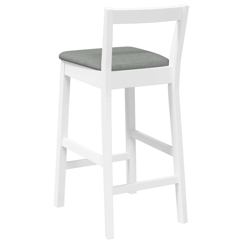 Sgabelli da Bar con Cuscini 2 pz Bianco Legno Massello di Hevea - homemem39