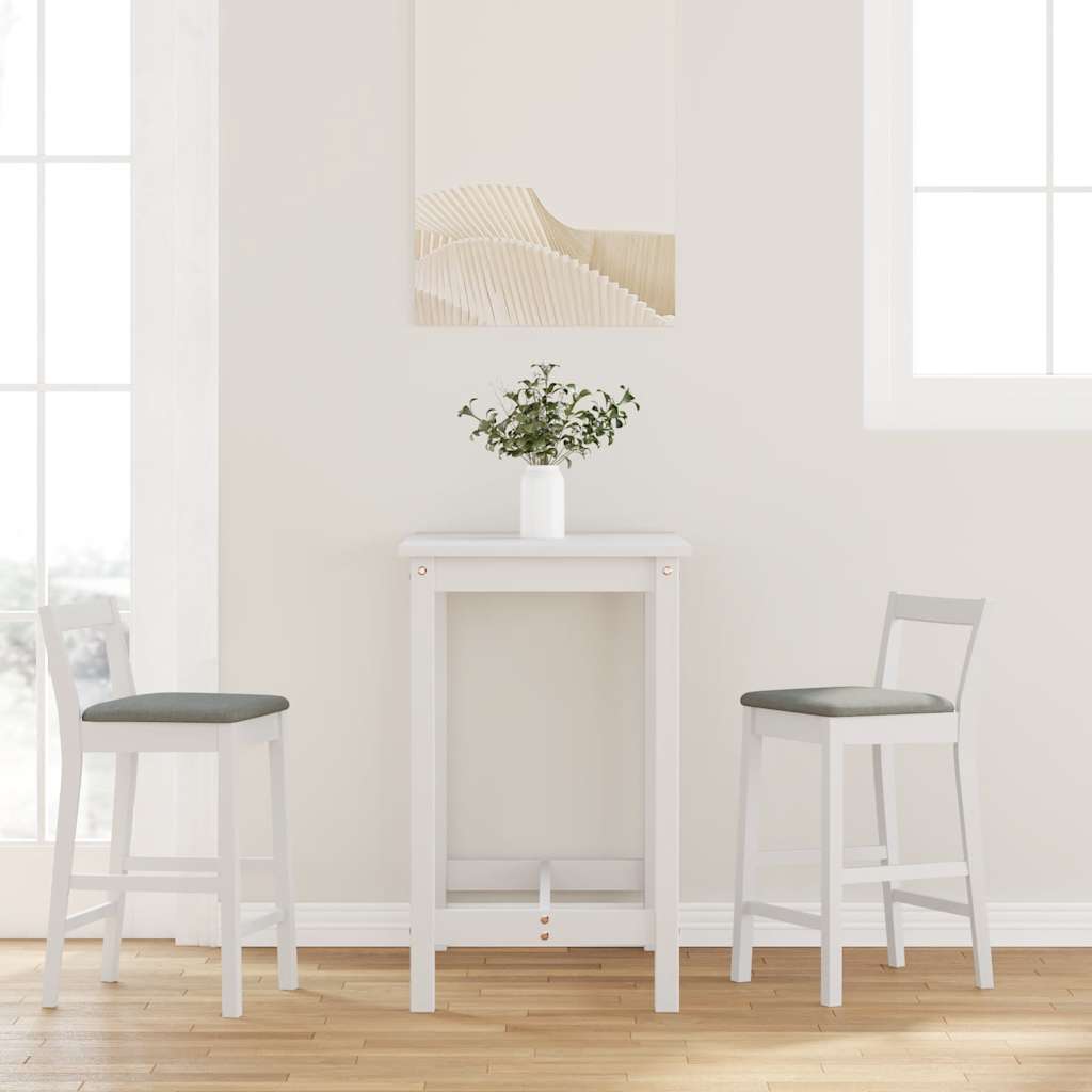 Sgabelli da Bar con Cuscini 2 pz Bianco Legno Massello di Hevea - homemem39