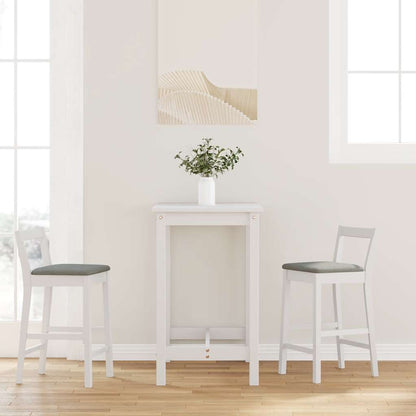 Sgabelli da Bar con Cuscini 2 pz Bianco Legno Massello di Hevea - homemem39