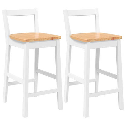 Sgabelli da Bar 2 pz Bianchi in Legno Massello di Hevea - homemem39