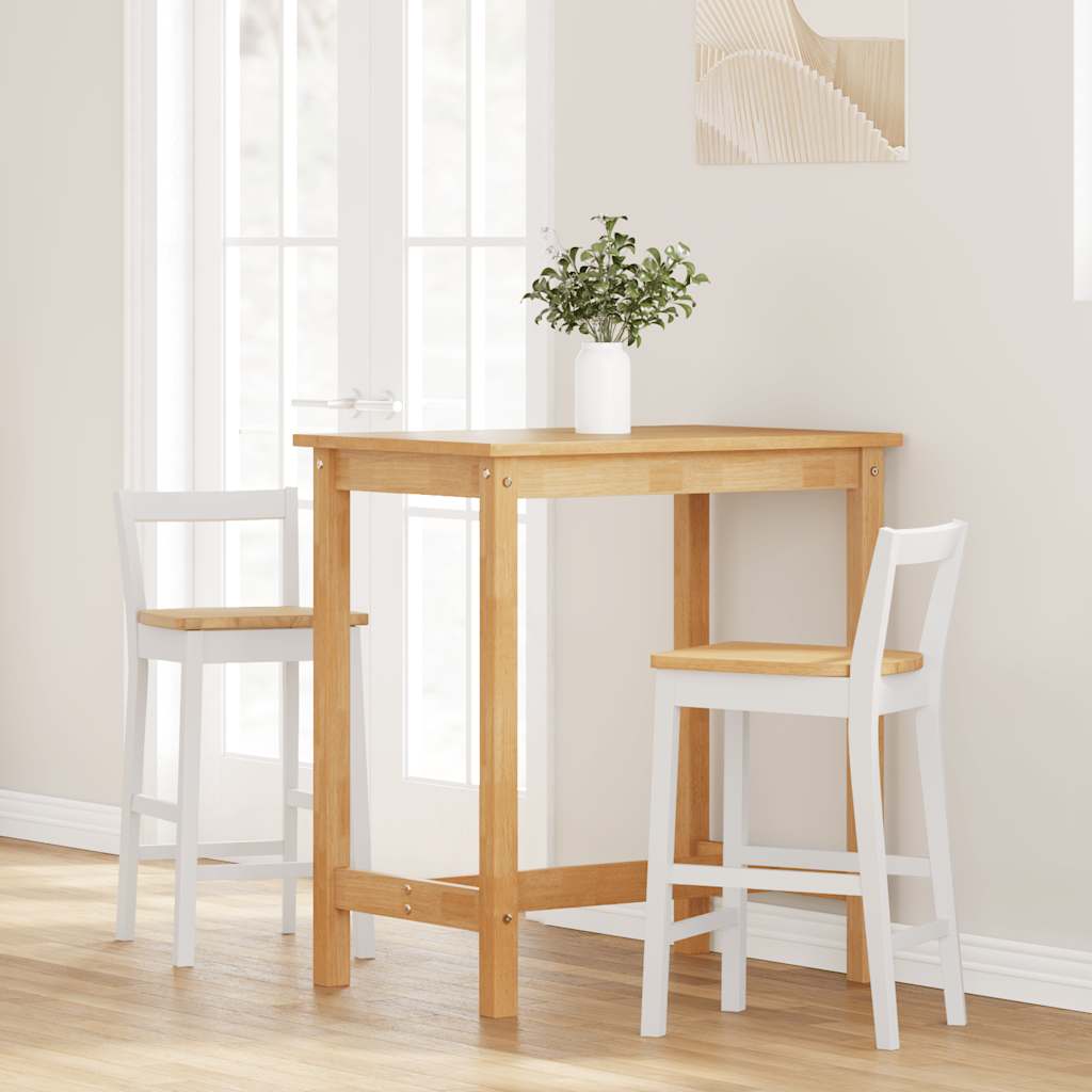 Sgabelli da Bar 2 pz Bianchi in Legno Massello di Hevea - homemem39